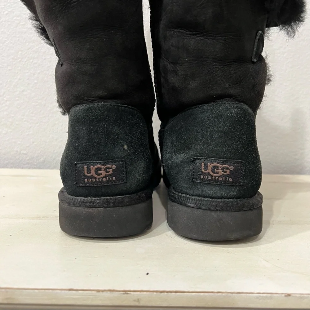 Ugg Black Suede Bailey Button Boots